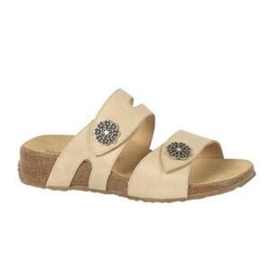 HAFLINGER Pansy 2 Strap Leather Comfort Sandal In Desert Cream Tan Size 39/8